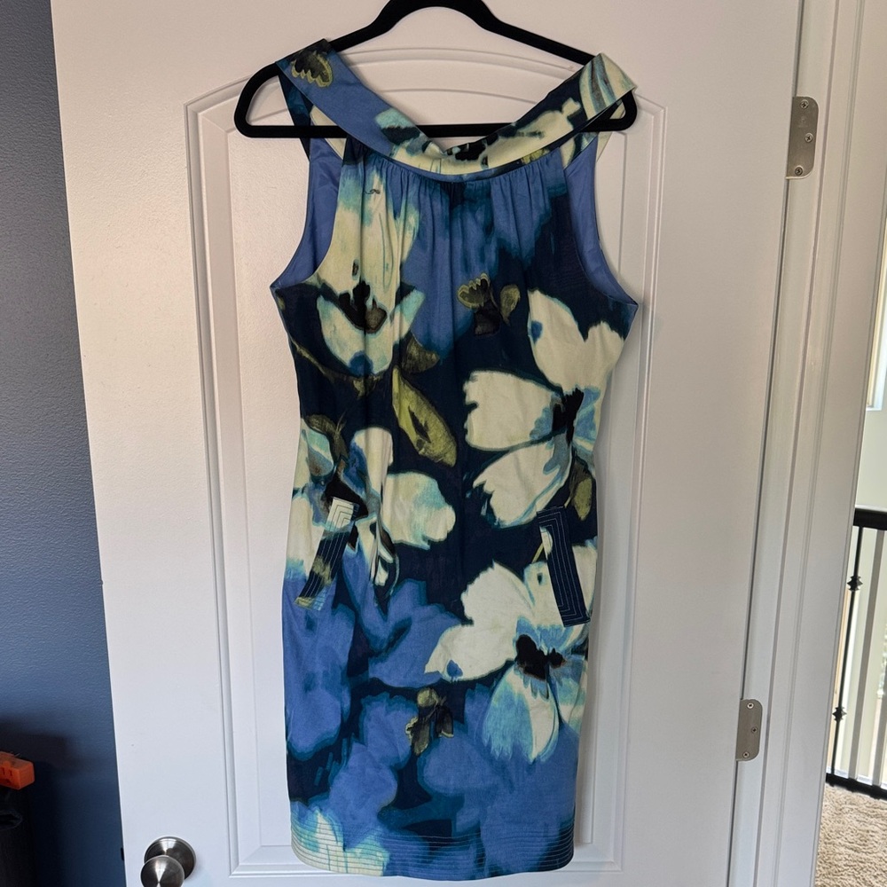 Eliza J Floral Blue and White Dress